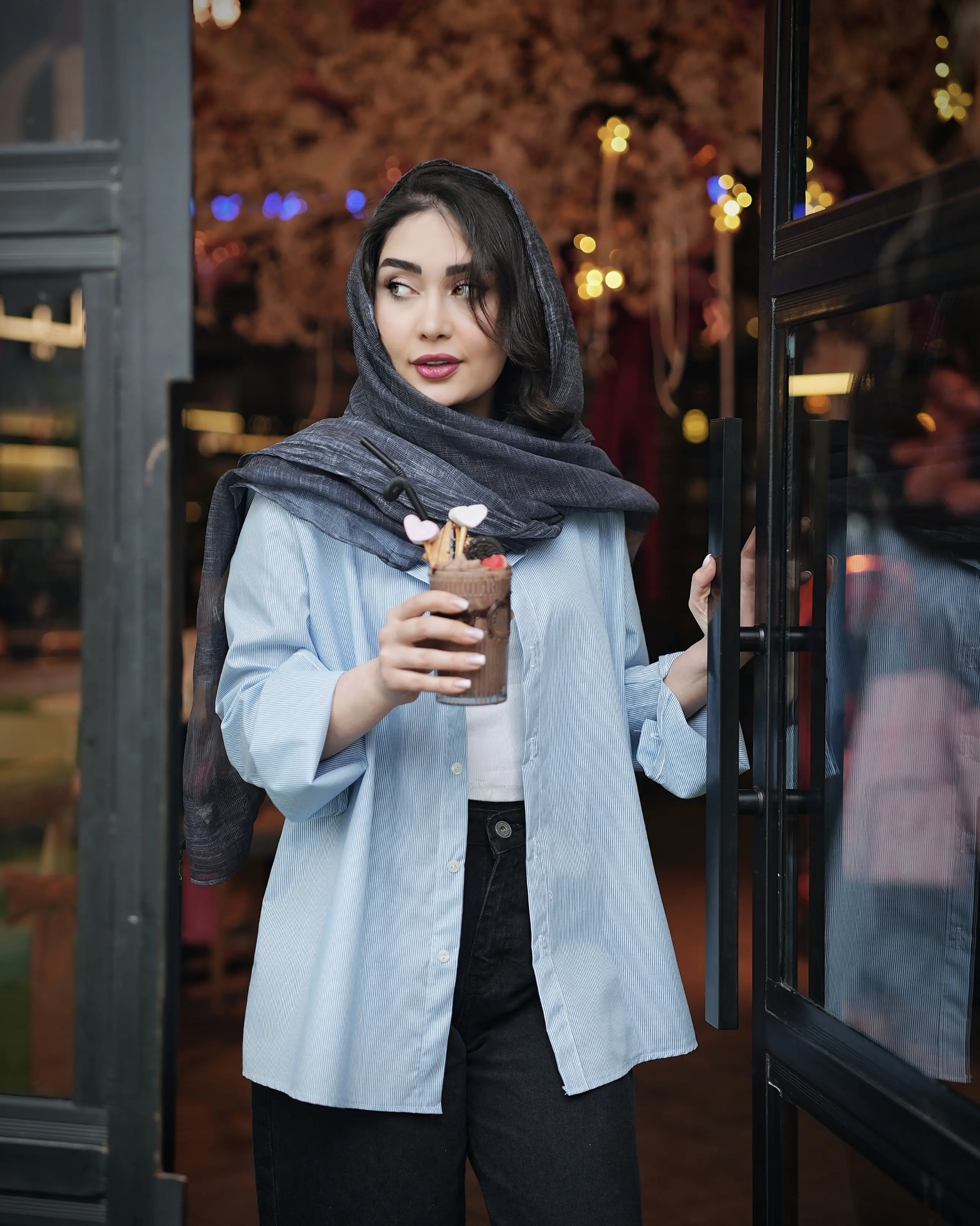 شومیز راه راه ابی