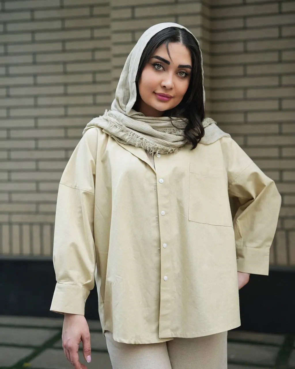 شومیز لینن کرم